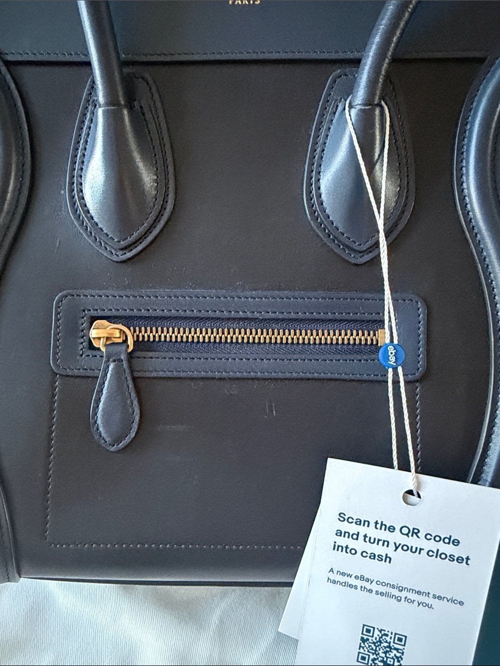 CELINE Black/Brown/Blue Leather Tote - Picture 3 of 11